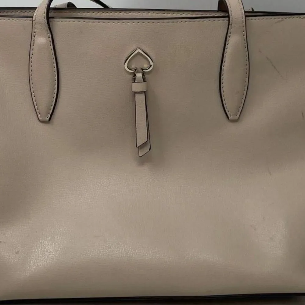 Kate Spade New York Adel Pale Pink Beige Leather Tote Bag